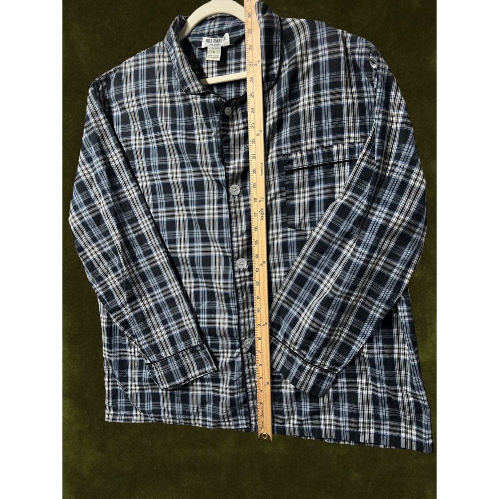 Bill Blass Mens Pajama Set Navy White Plaid Long Sleeve Button Down XL Sleepwear - Picture 4 of 12